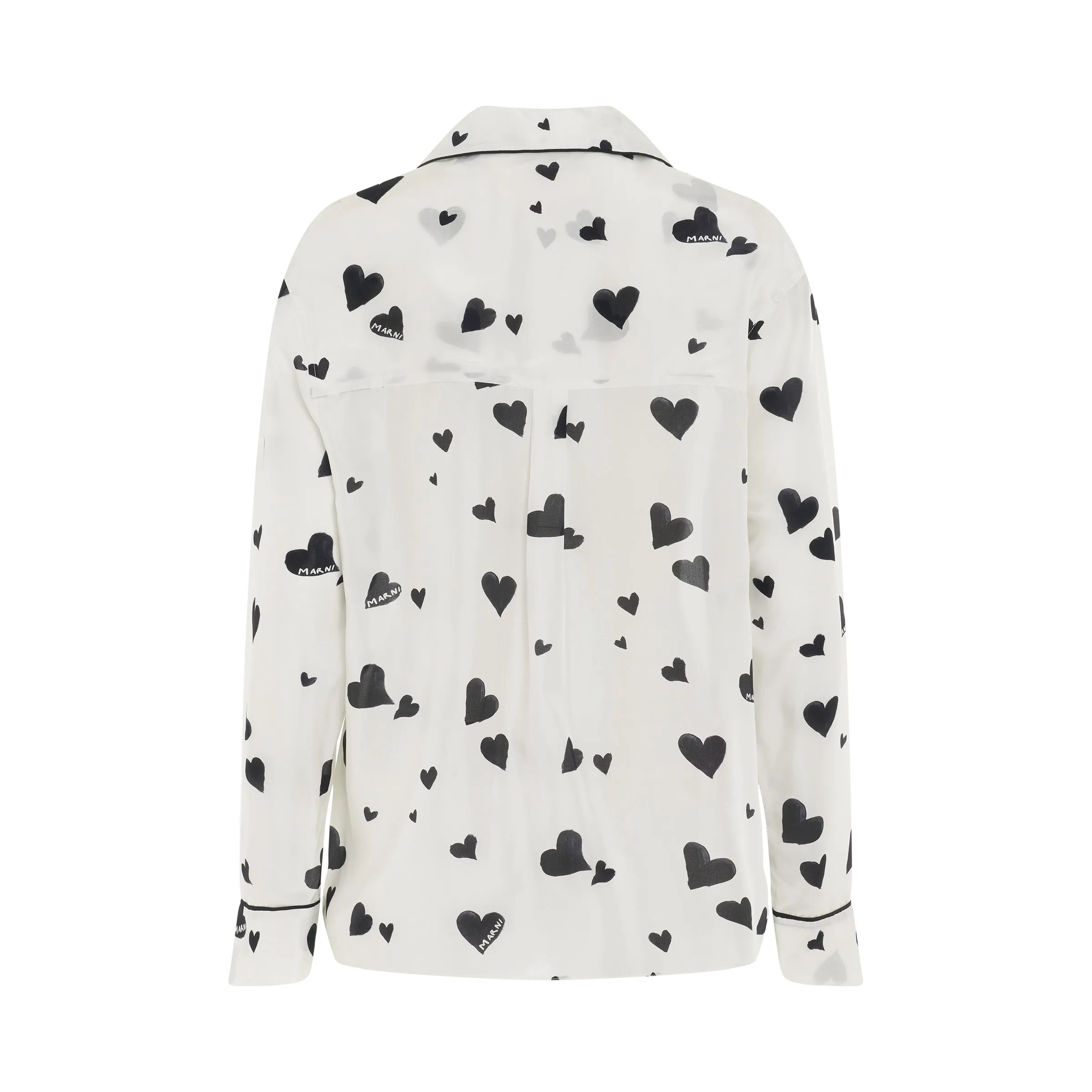 Heart-Printed Pyjama Shirt in Stone White sold by MARAIS product image thumbnail 4