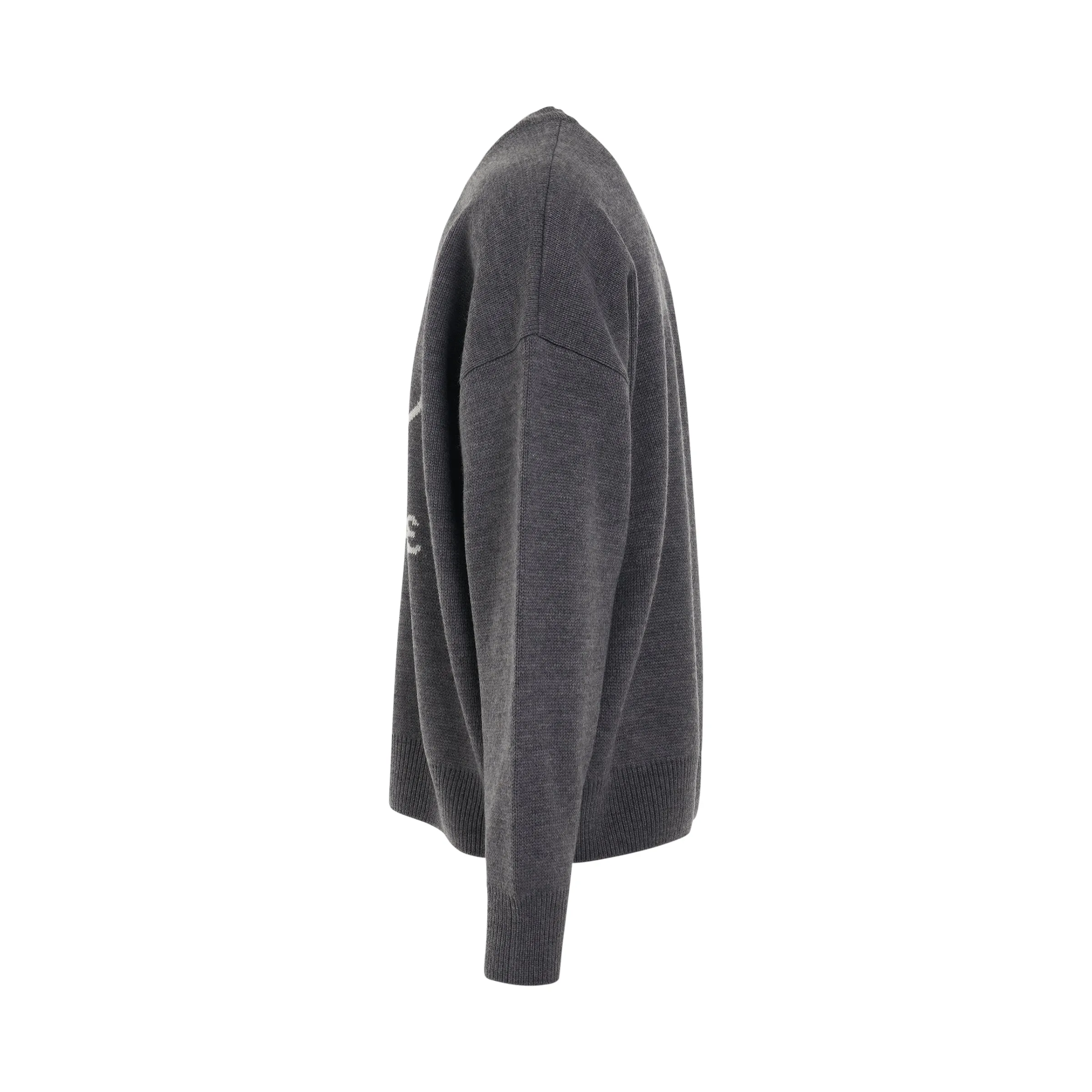 Logo Jacquard Intarsia Sweater in Grey sold by MARAIS product image thumbnail 3