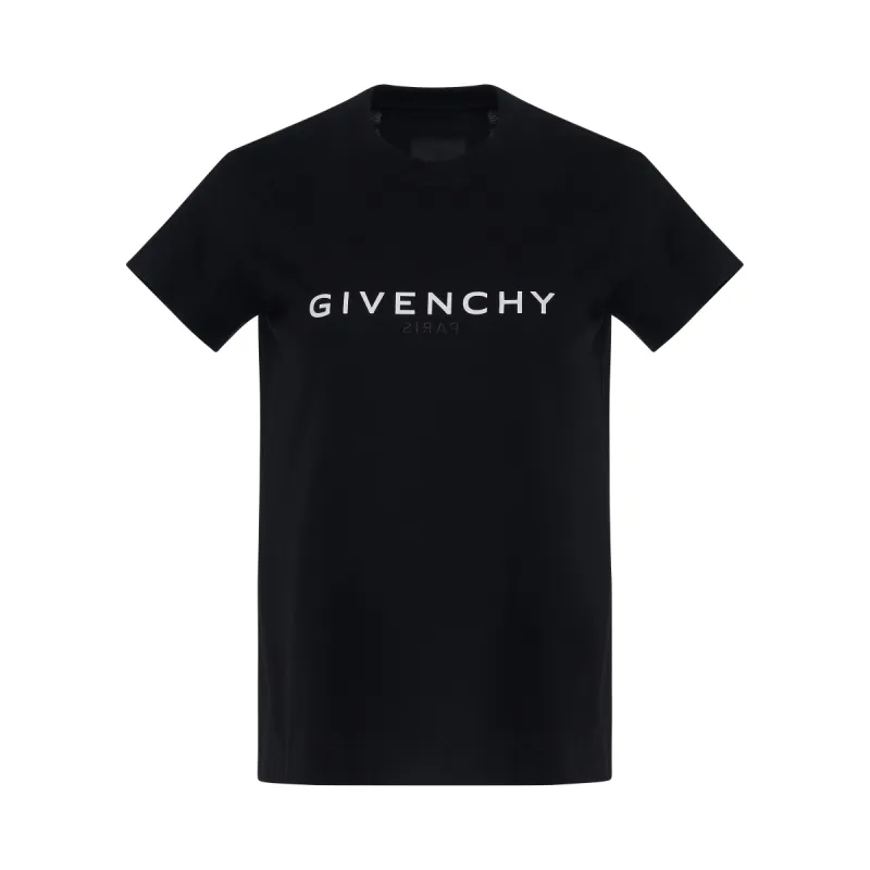 Reverse Logo Fitted T-Shirt in Black sold by MARAIS