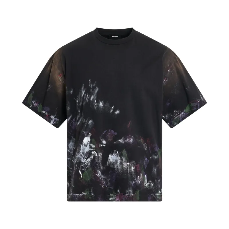 Multi-Coloured Painted T-Shirt in Black sold by MARAIS