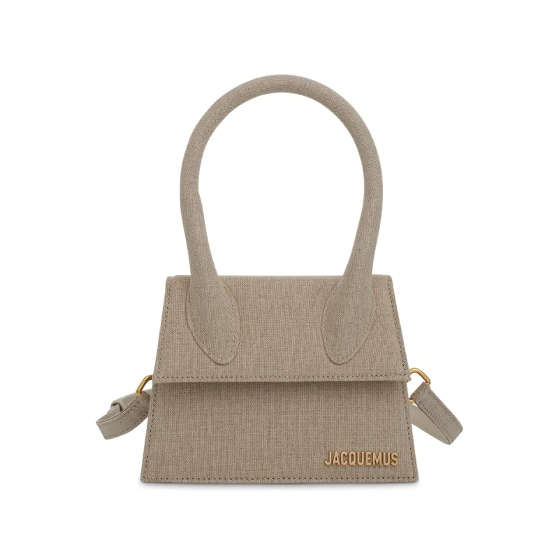 Le Chiquito Moyen Leather Bag in Light Grey sold by MARAIS