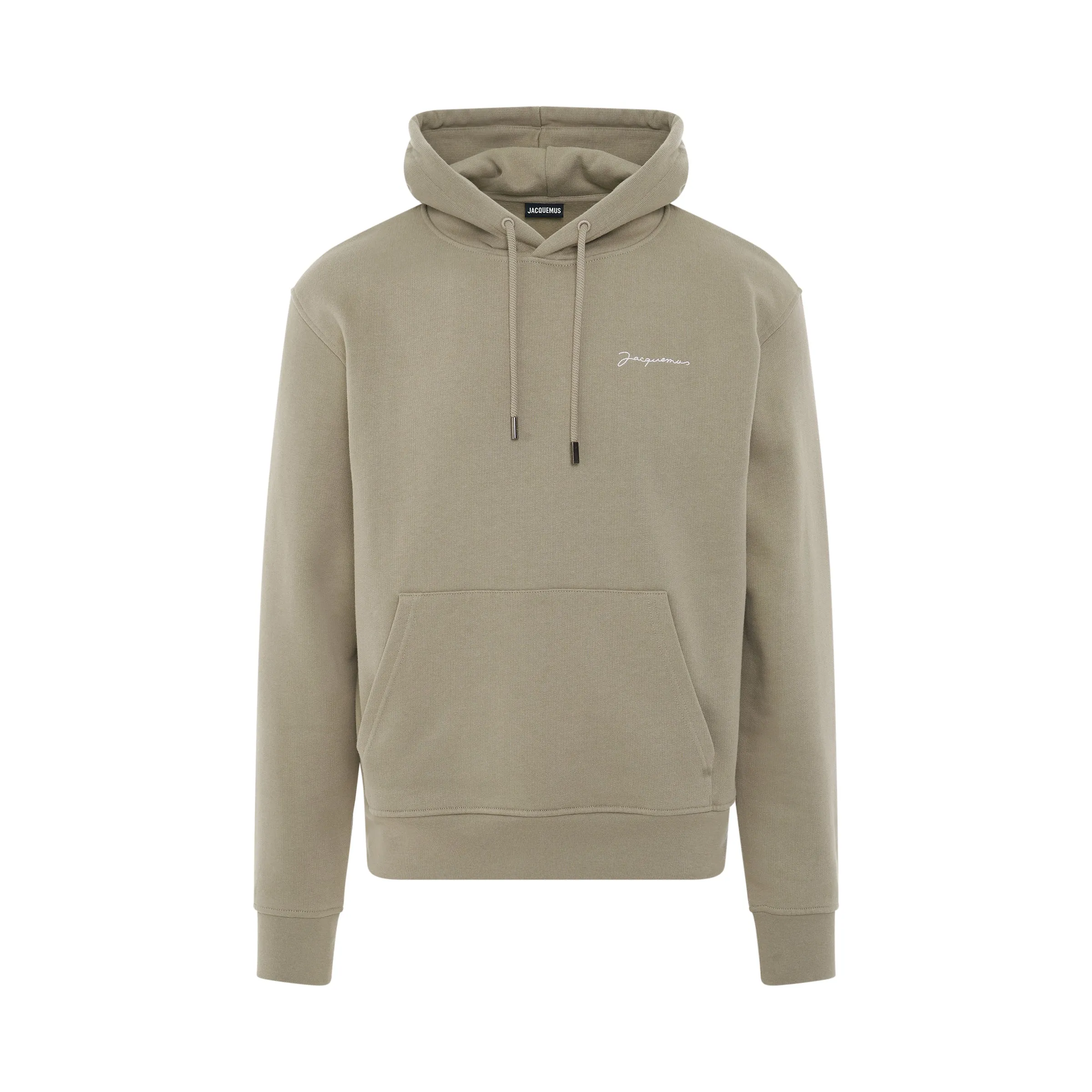 Signature Embroidered Logo Hoodie in Light Khaki sold by MARAIS