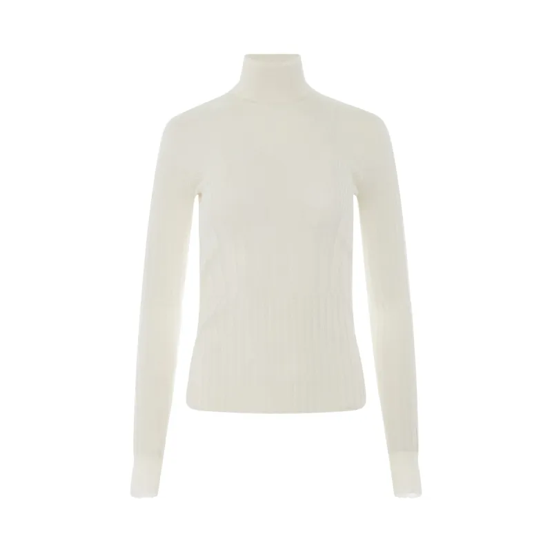 Long Sleeve Cyclist Neck Ribbed Sweater in Ivory sold by MARAIS