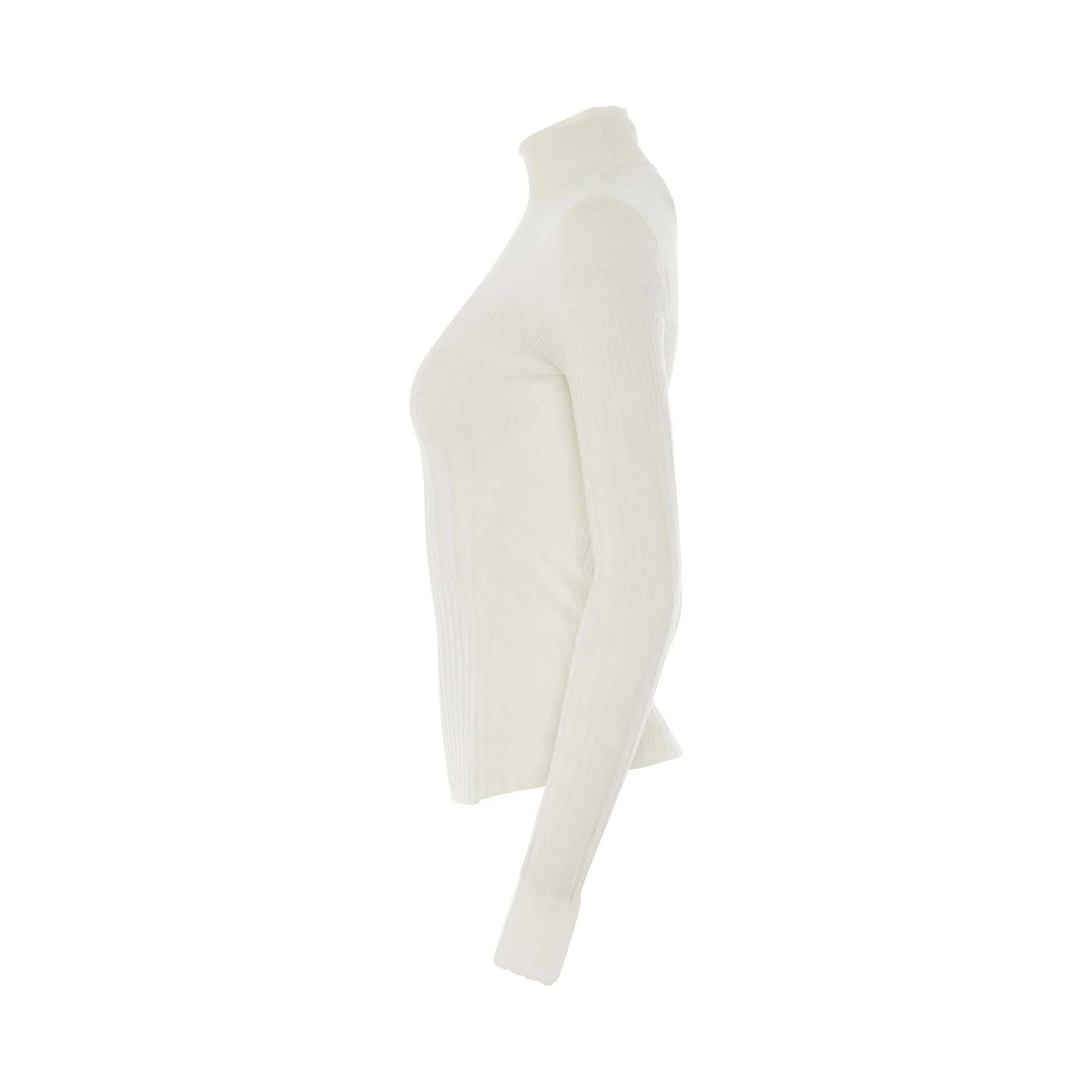 Long Sleeve Cyclist Neck Ribbed Sweater in Ivory sold by MARAIS product image thumbnail 3