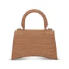 Hourglass XS Croco Embossed Bag in Beige with Gold Plague sold by MARAIS