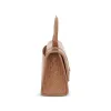 Hourglass XS Croco Embossed Bag in Beige with Gold Plague sold by MARAIS