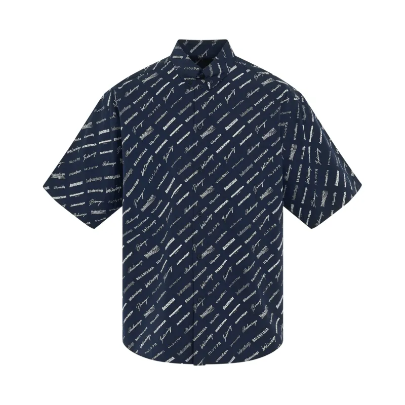 Short Sleeve Oversized Shirt in Marine sold by MARAIS