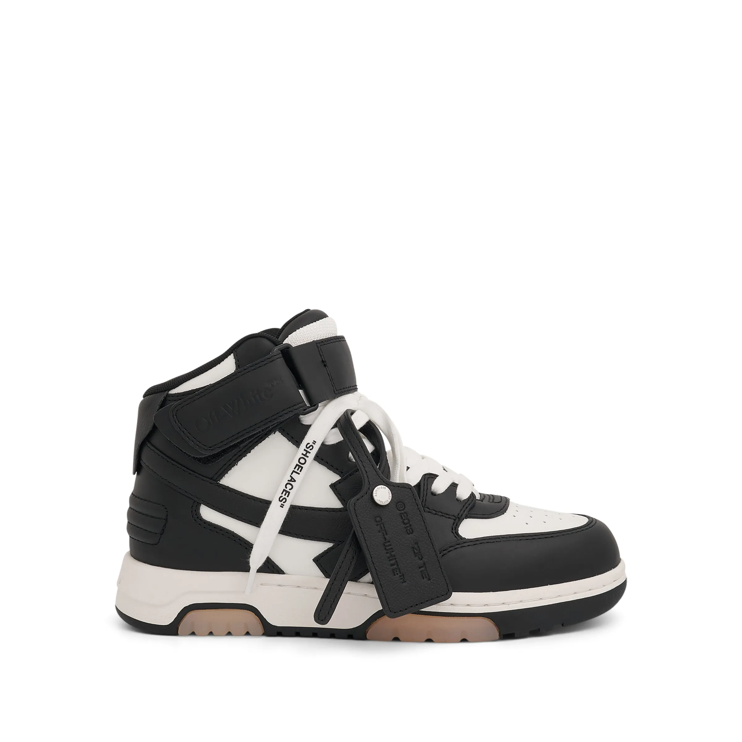 Out Of Office Mid Top Leather Sneakers in Black/White sold by MARAIS