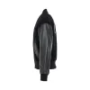 Bomber Jacket with Leather Sleeve in Black sold by MARAIS