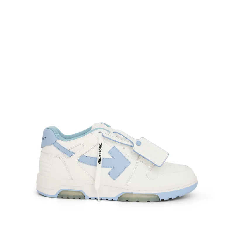 Out of Office Leather Sneakers in White/Light Blue sold by MARAIS