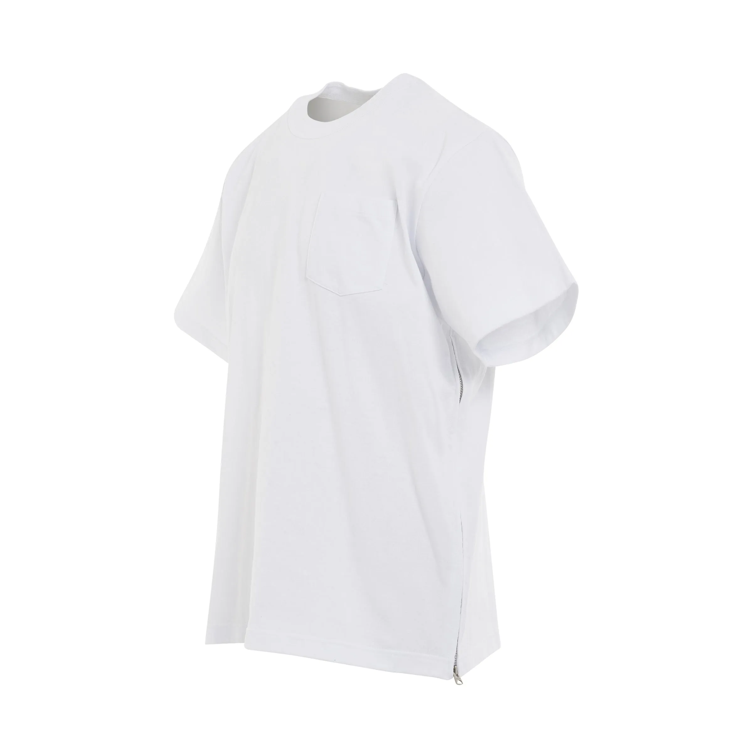 Cotton Side Zip T-Shirt in White sold by MARAIS product image thumbnail 2
