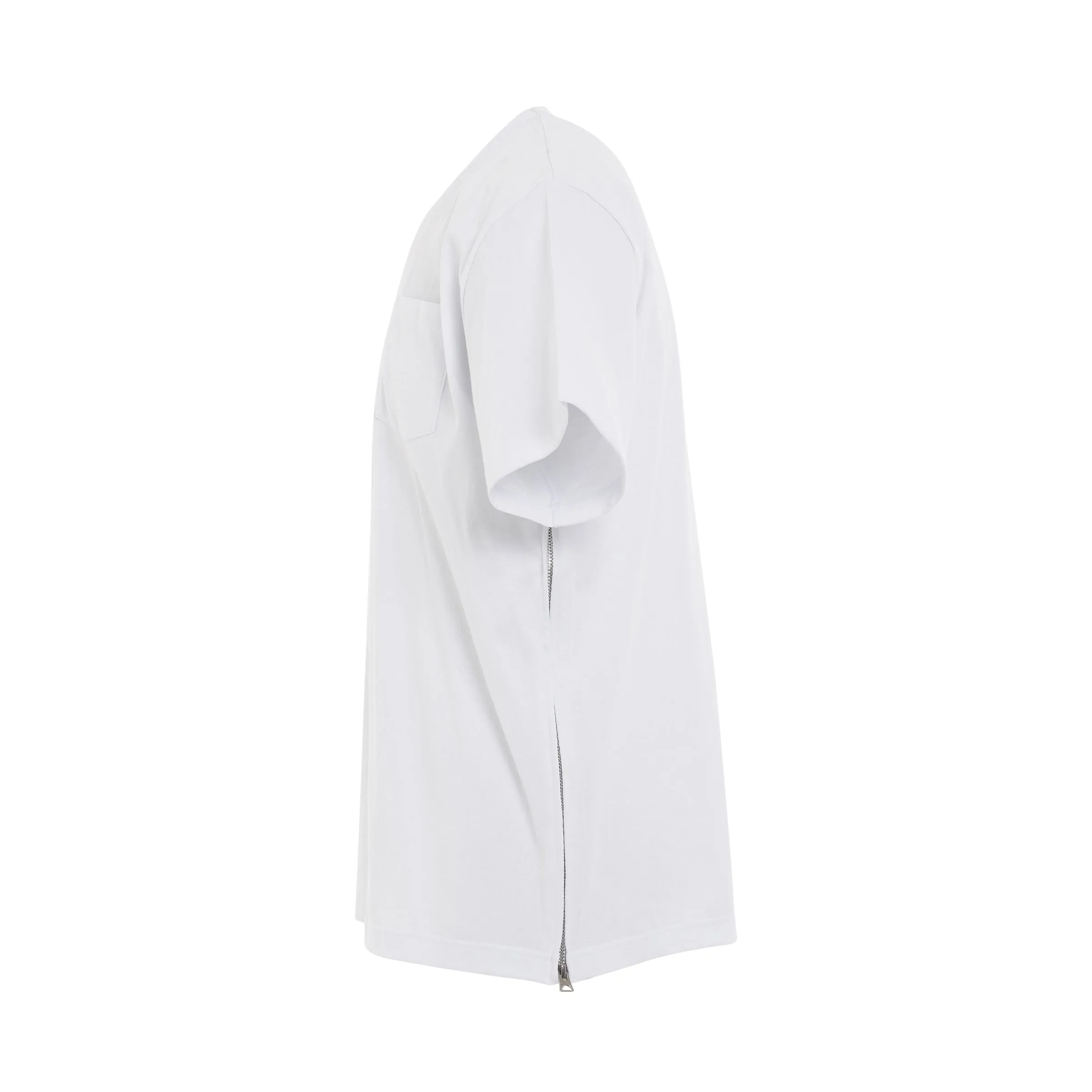 Cotton Side Zip T-Shirt in White sold by MARAIS product image thumbnail 3