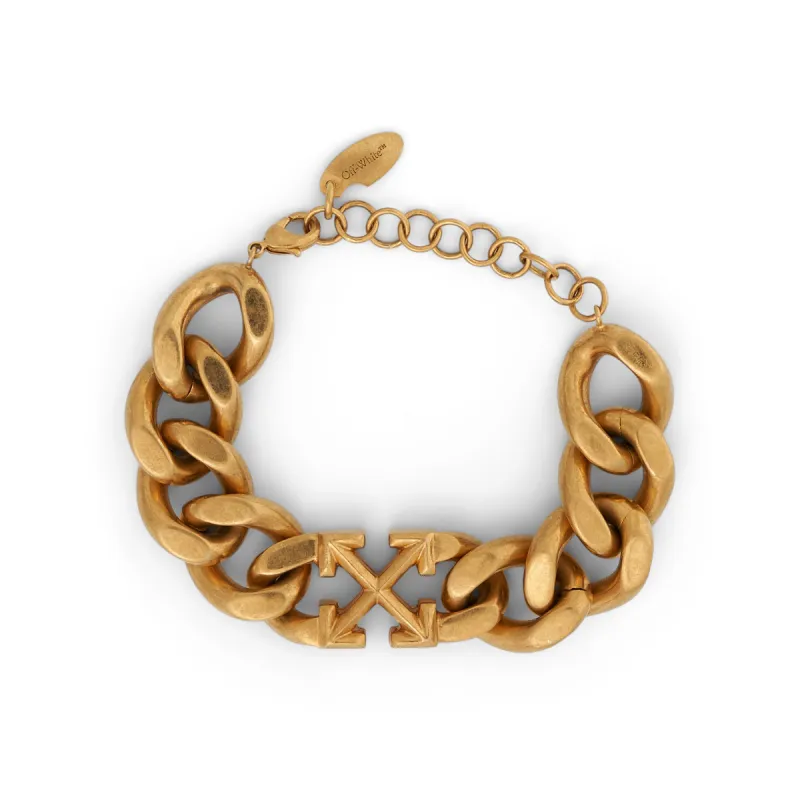 Arrow Motif Chained Bracelet in Gold sold by MARAIS