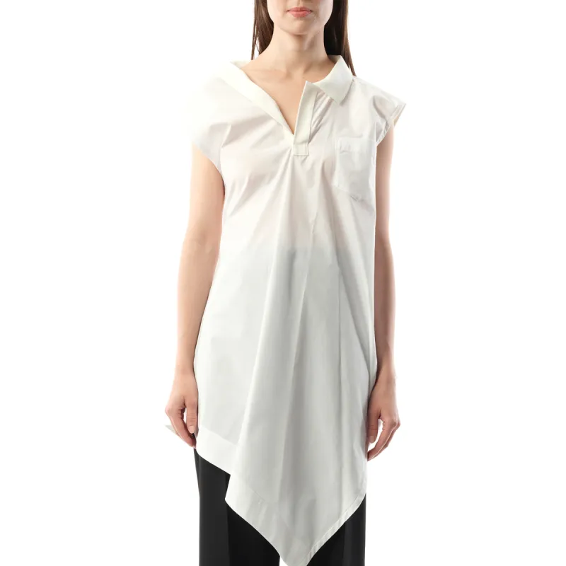 Cotton Poplin Polo Shirt in Off White sold by MARAIS