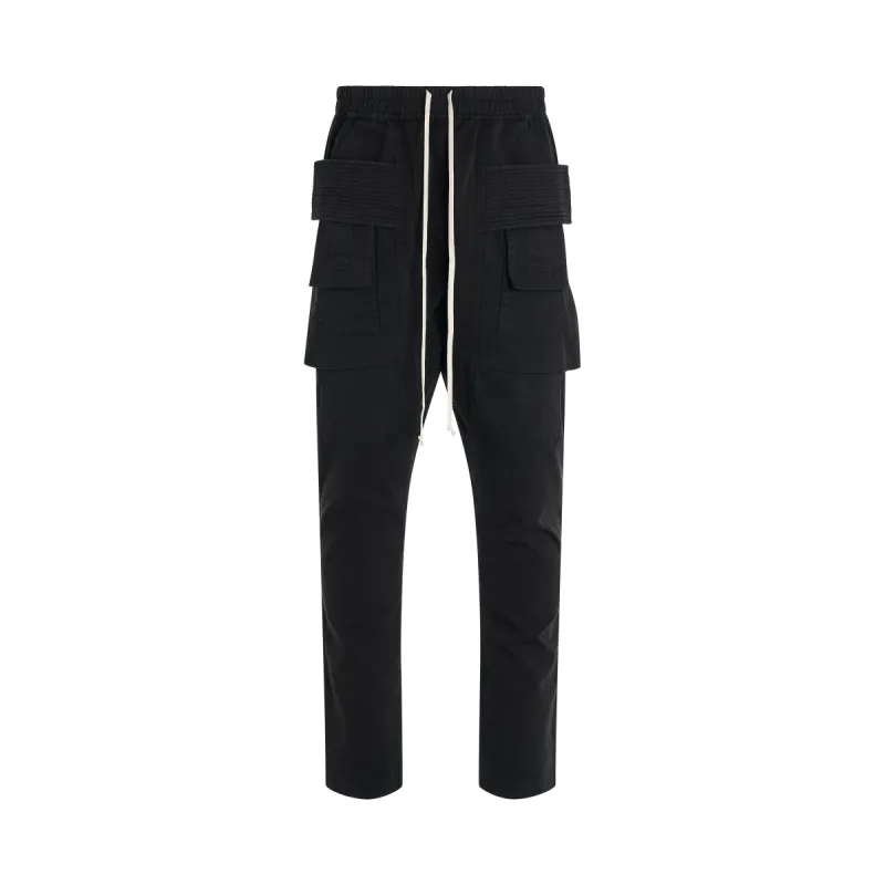Creatch Cargo Cropped Drawstring Pants in Black sold by MARAIS