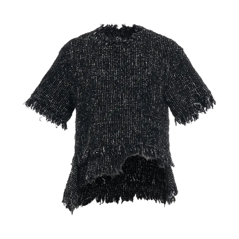 Tweed Cropped Pullover in Black sold by MARAIS