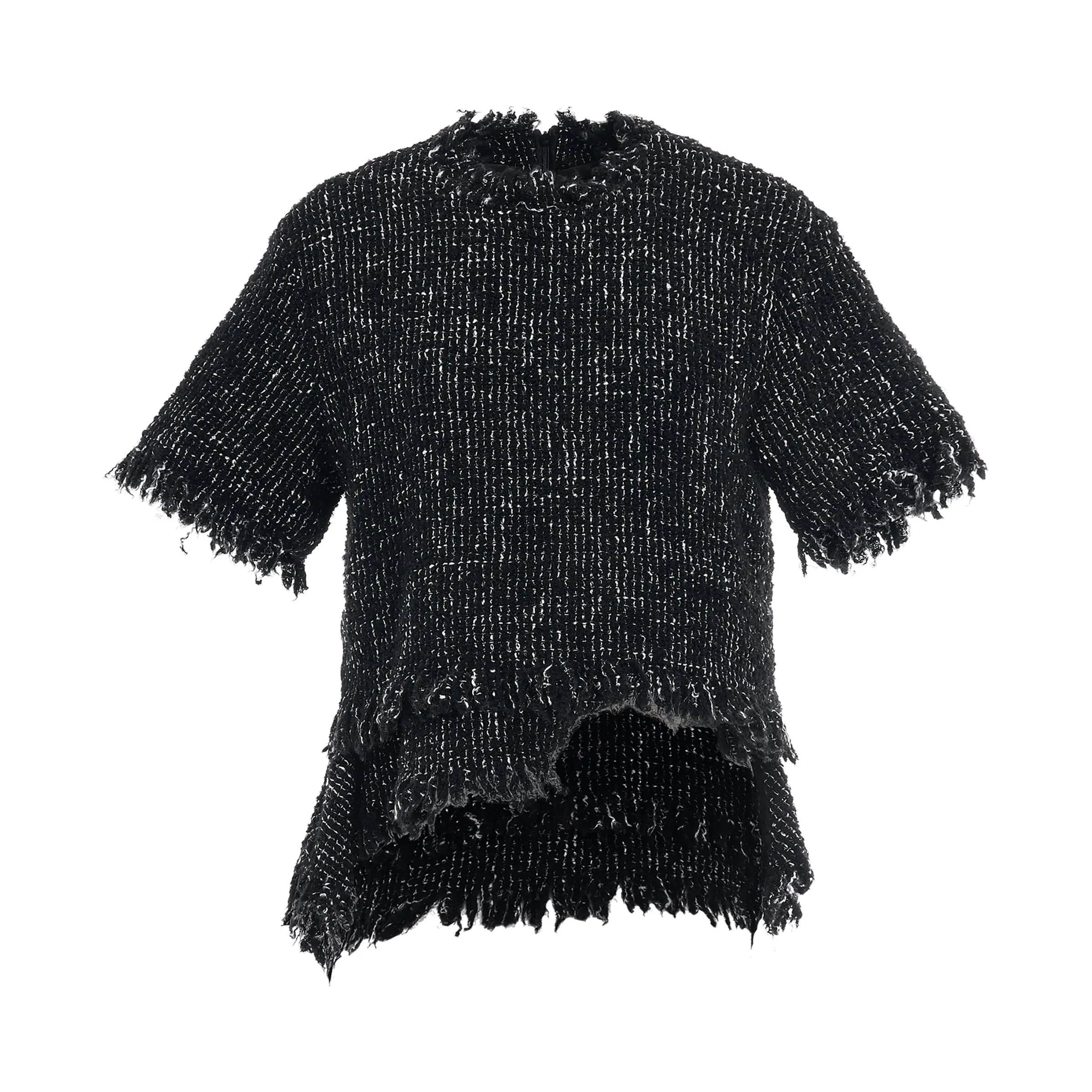 Tweed Cropped Pullover in Black sold by MARAIS