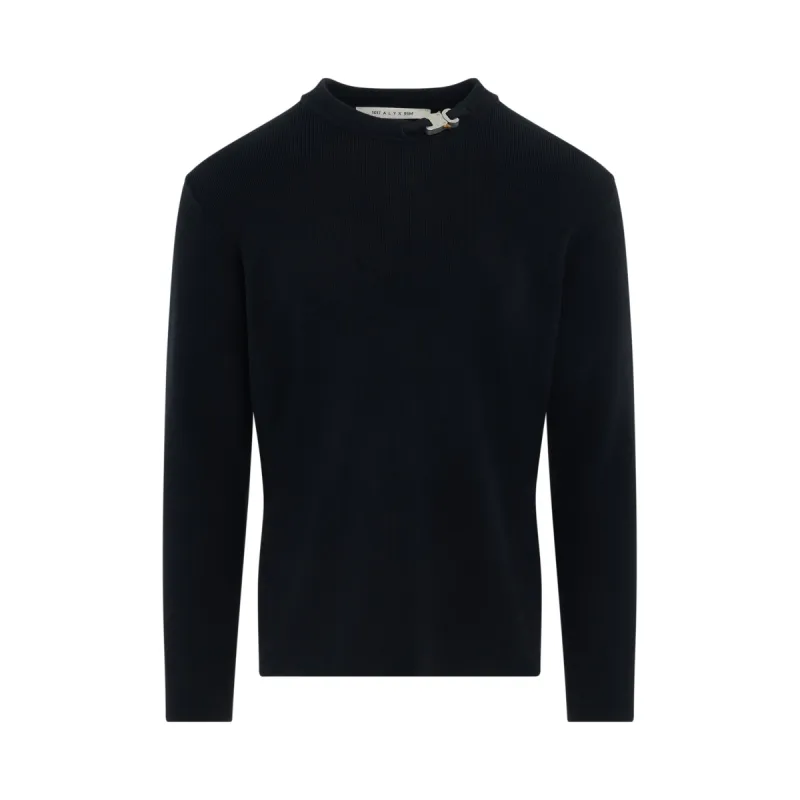 Buckle Crewneck Sweater in Black sold by MARAIS