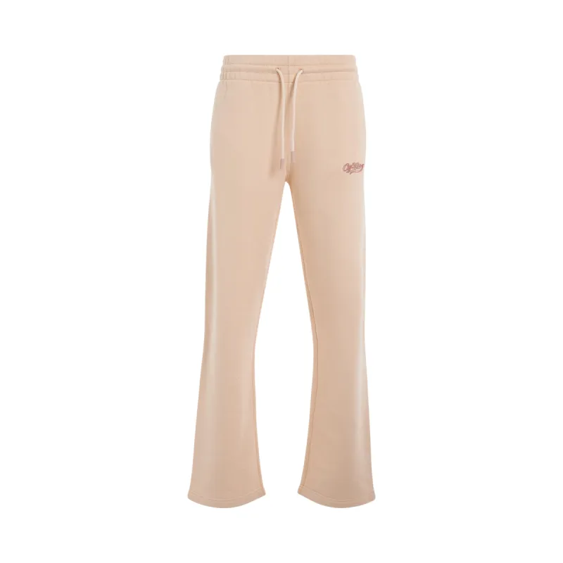 Embroidered Baseball Logo Tapered Pants in Nude/Fuchsia sold by MARAIS