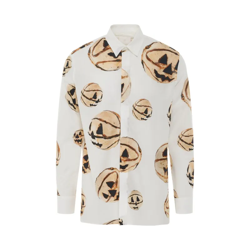 Boxy Fit Print Shirt in White/Yellow sold by MARAIS