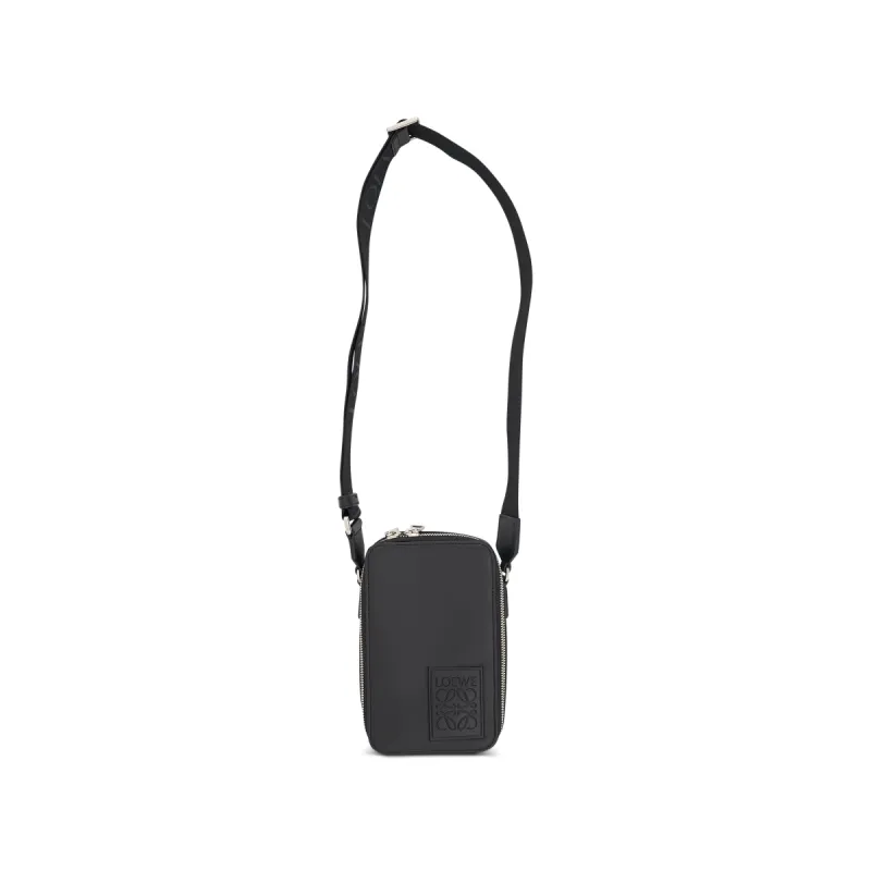 Vertical Crossbody Pocket in Satin Calfskin in Black made by Loewe