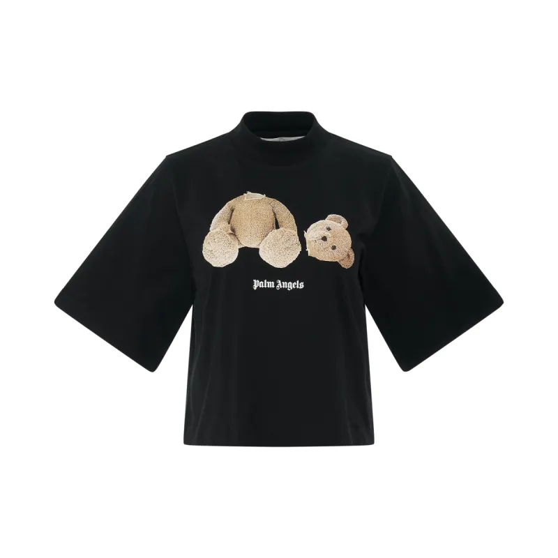 Palm Angels Bear Cropped T-Shirt on Black/Brown sold by MARAIS