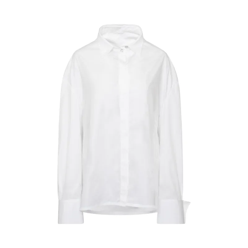 Oversized Shirt With Drapped Collar in White sold by MARAIS