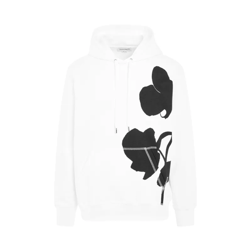 Orchid Print Hoodie in White sold by MARAIS