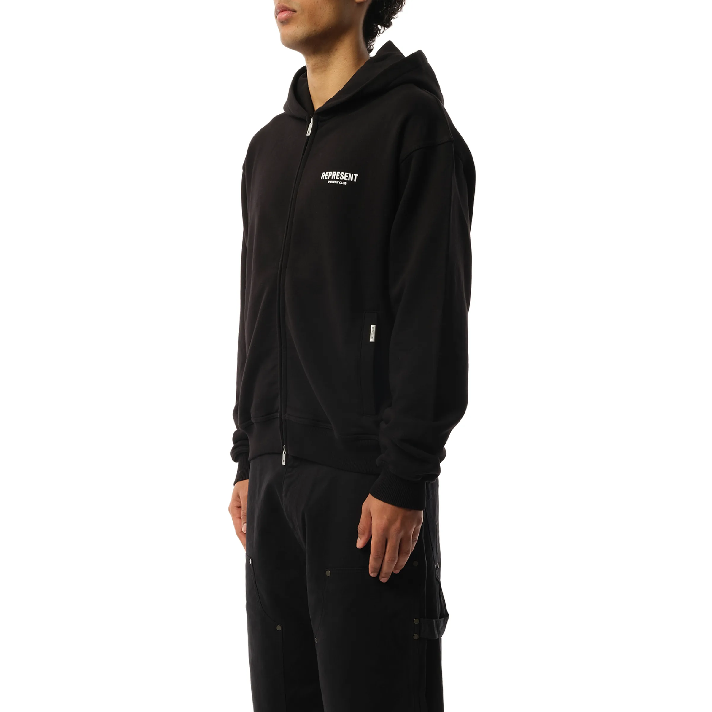 Represent Owners Club Zip Hoodie in Black sold by MARAIS product image thumbnail 5