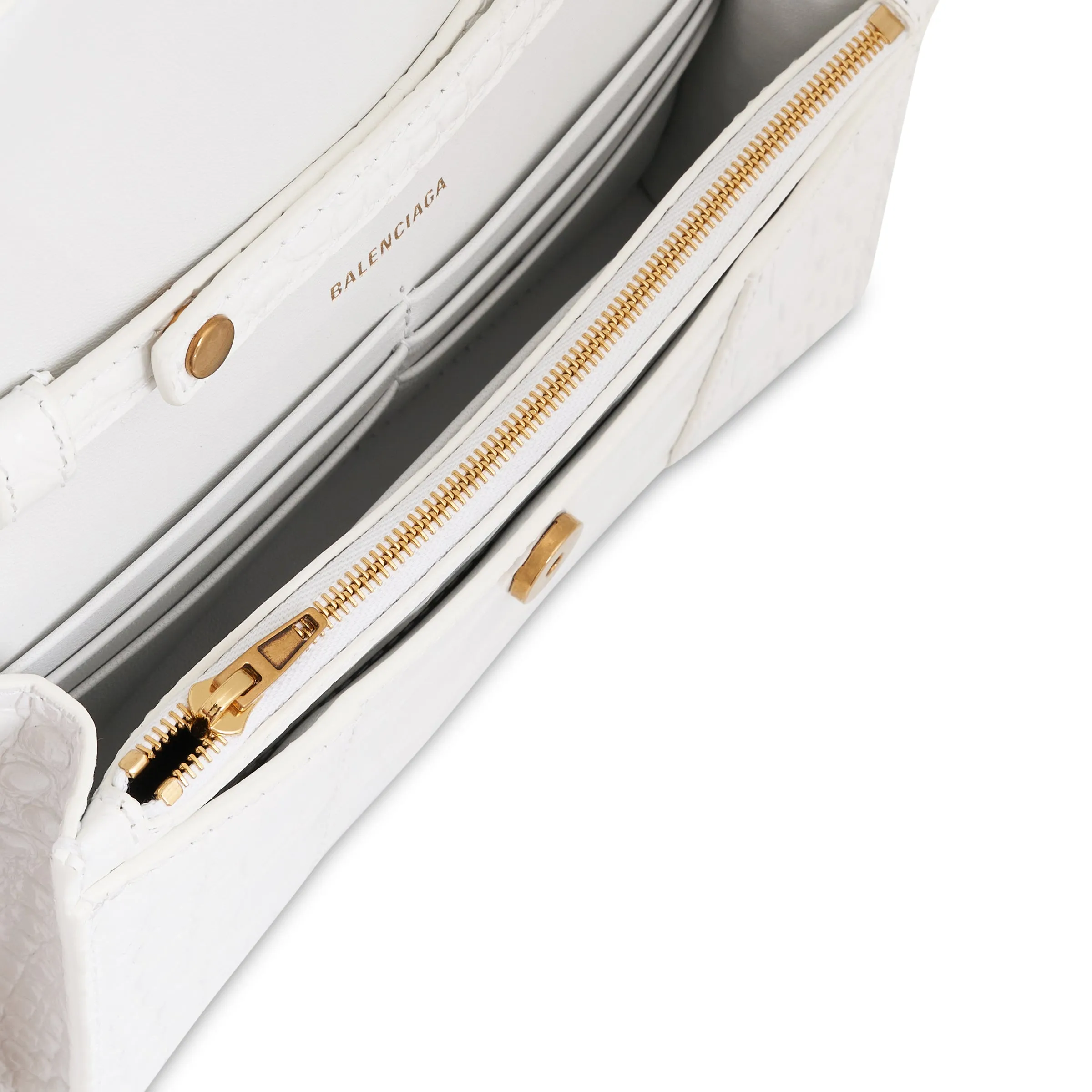 Hourglass Embossed Croco Wallet On Chain in Off White sold by MARAIS product image thumbnail 4