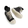 Washed Calf High Leather Sneaker in Black/Milk sold by MARAIS