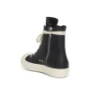 Washed Calf High Leather Sneaker in Black/Milk sold by MARAIS