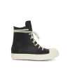 Washed Calf High Leather Sneaker in Black/Milk sold by MARAIS