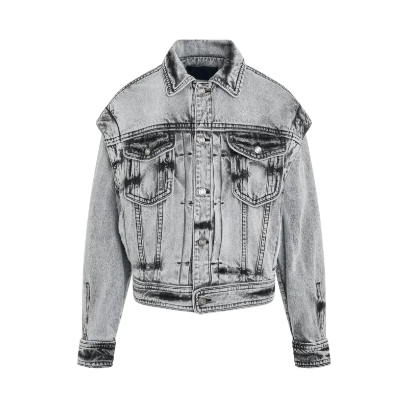 Sleeve Detachable Trucker Denim Jacket in Black sold by MARAIS