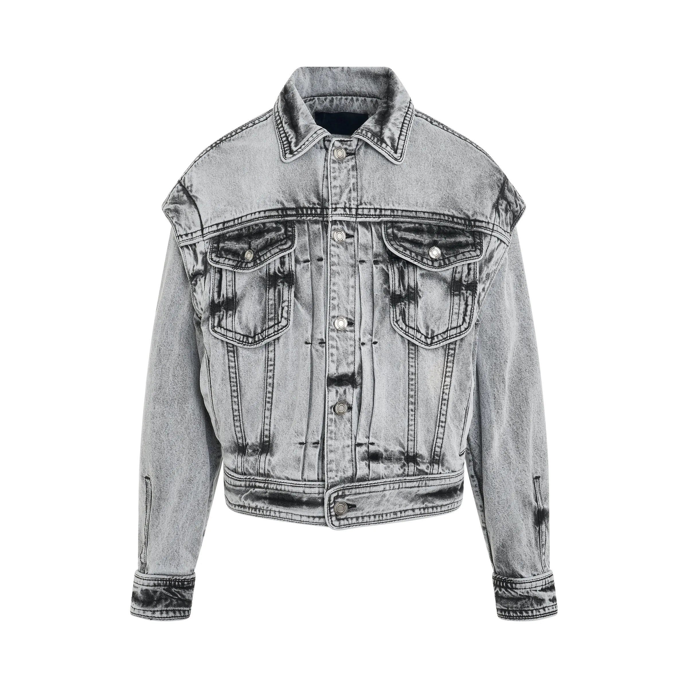 Sleeve Detachable Trucker Denim Jacket in Black sold by MARAIS