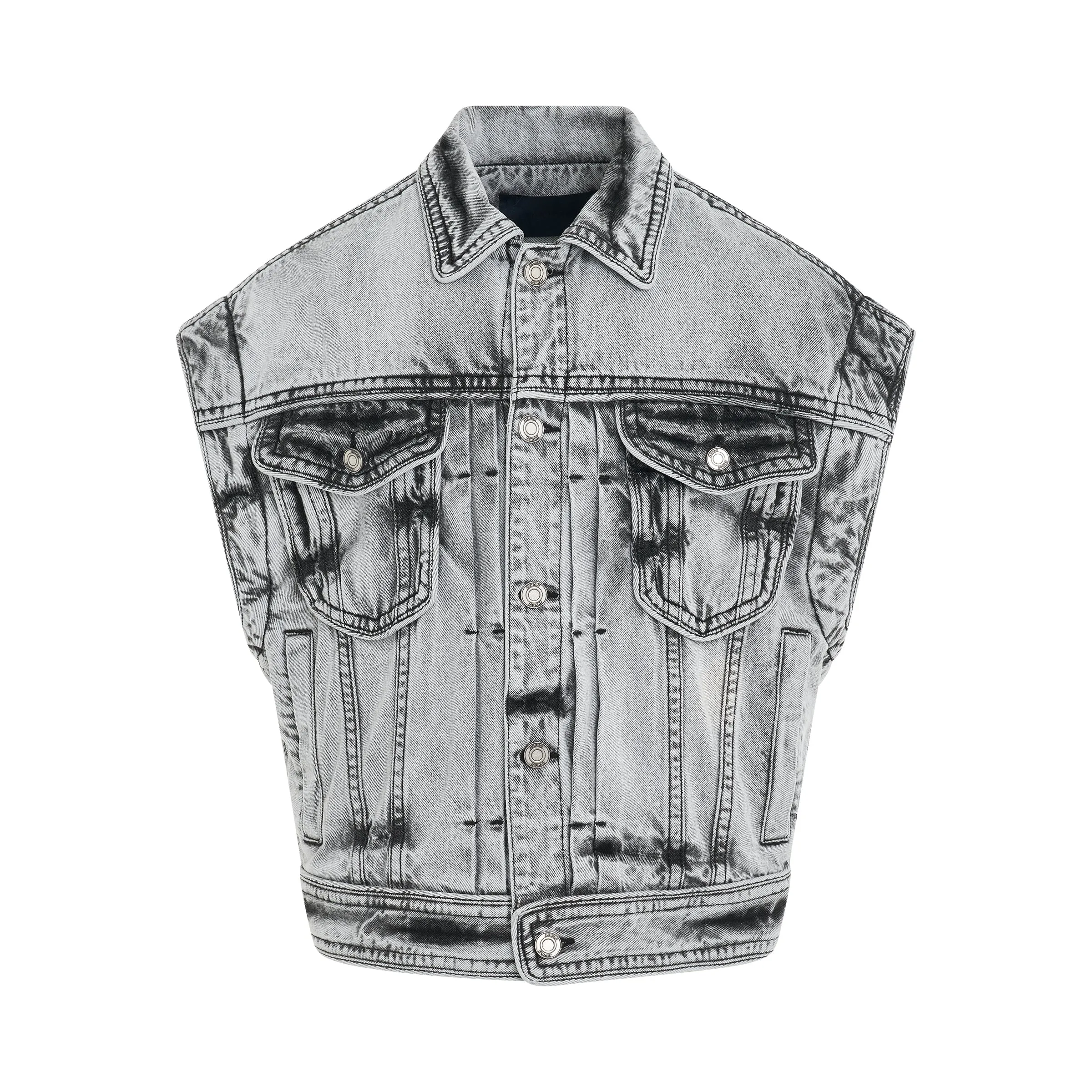 Sleeve Detachable Trucker Denim Jacket in Black sold by MARAIS product image thumbnail 5