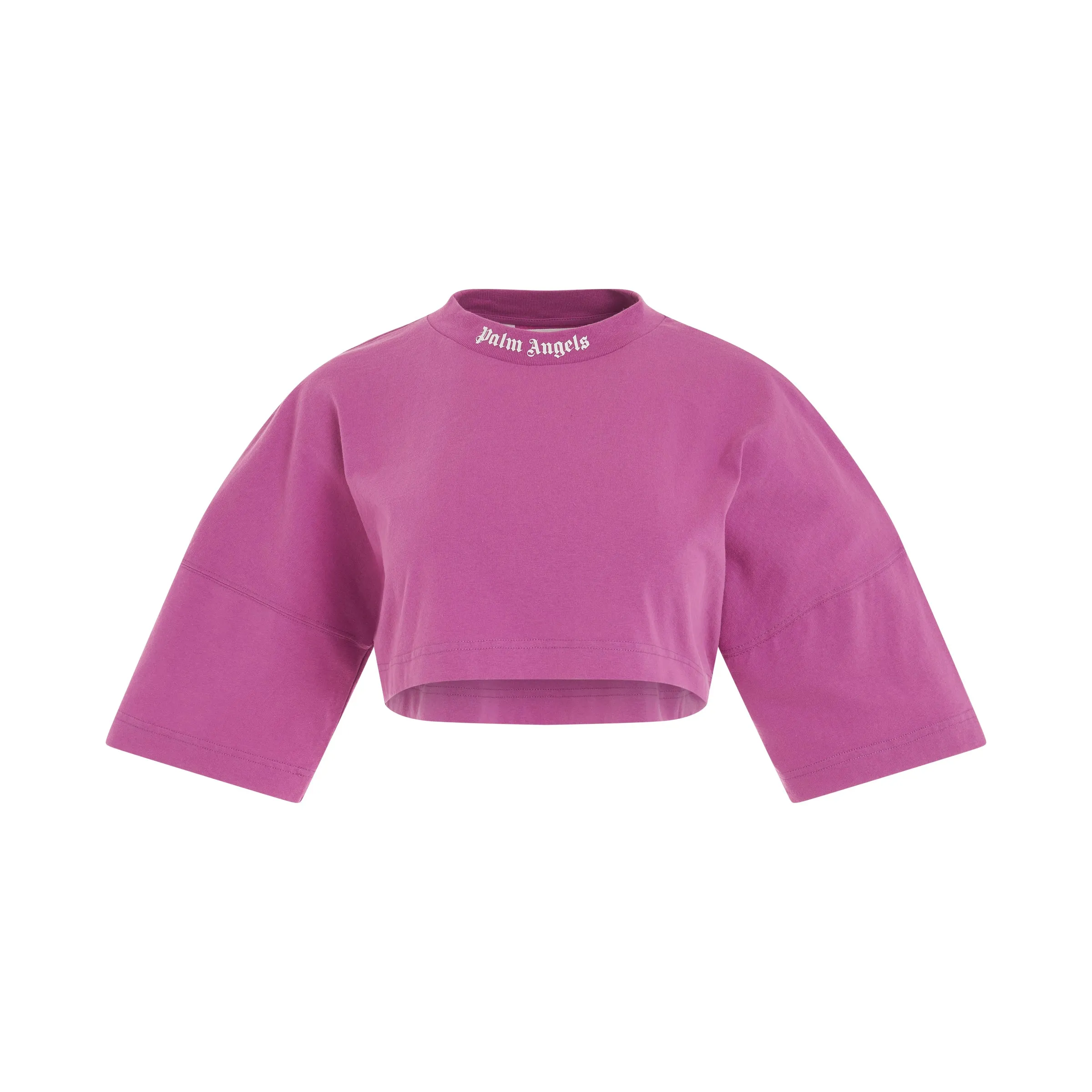 Cropped Classic Overlogo T-Shirt in Purple/White sold by MARAIS