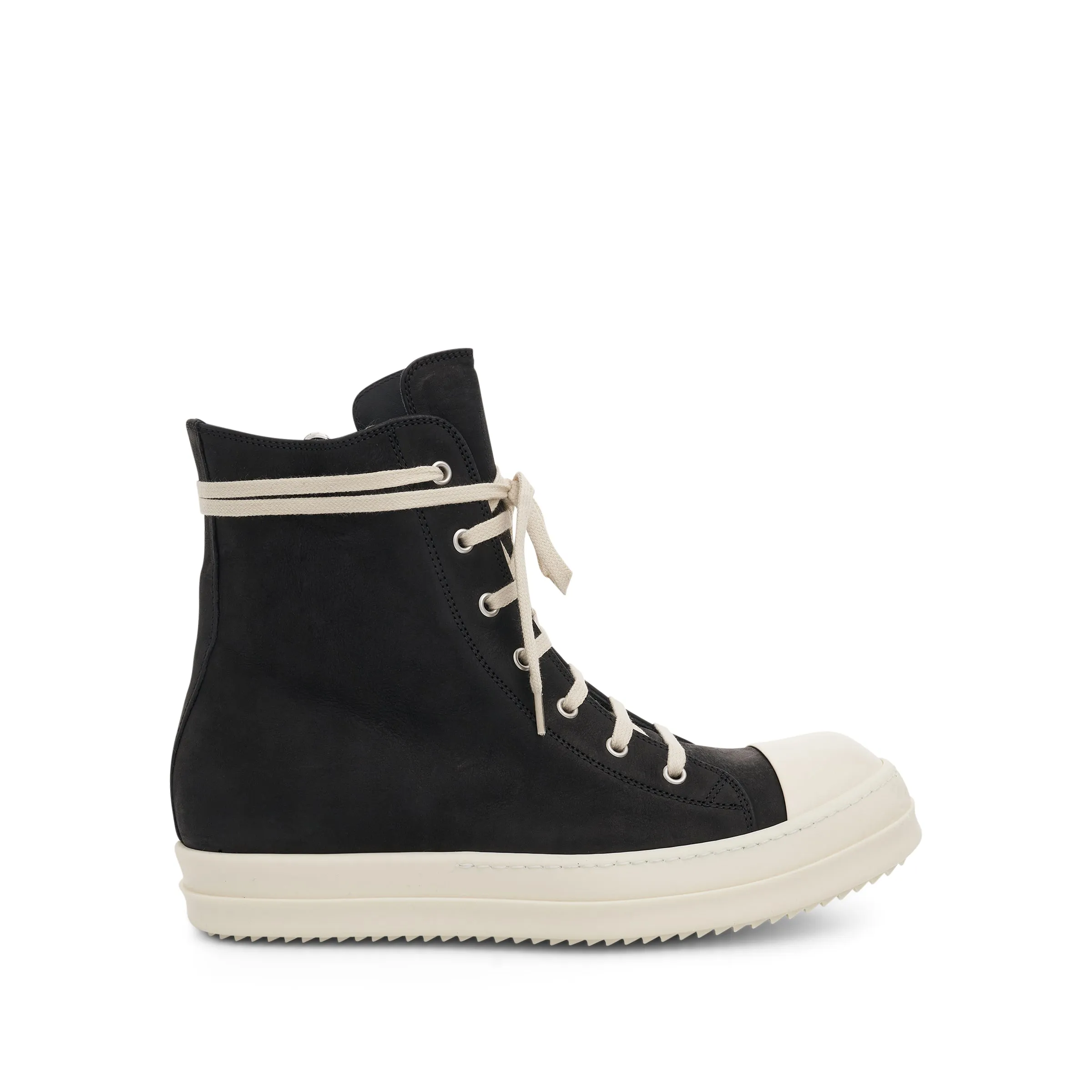 EDFU Greywolf Leather Sneakers in Black/Milk sold by MARAIS