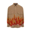 Burning Herringbone Shirt in Beige/Red sold by MARAIS