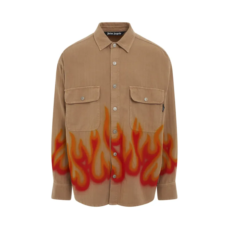 Burning Herringbone Shirt in Beige/Red sold by MARAIS
