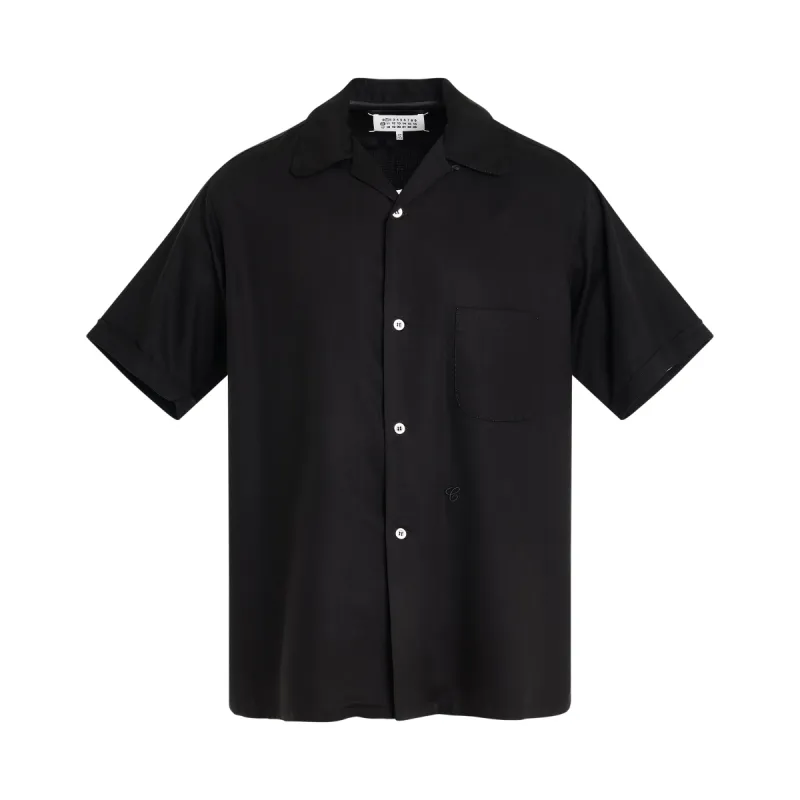 Light Rayon Short-Sleeved Shirt in Black sold by MARAIS