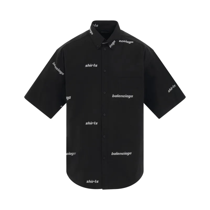Logo Short Sleeve Large Fit Shirt in Black/White sold by MARAIS