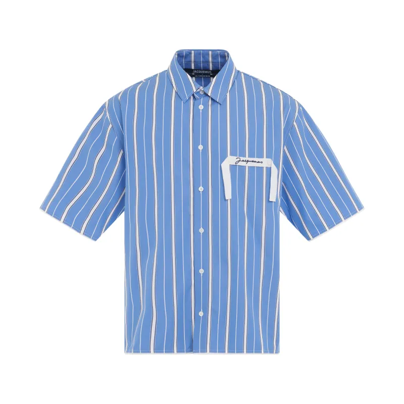 Cabri Short Sleeve Shirt in Blue Stripes sold by MARAIS