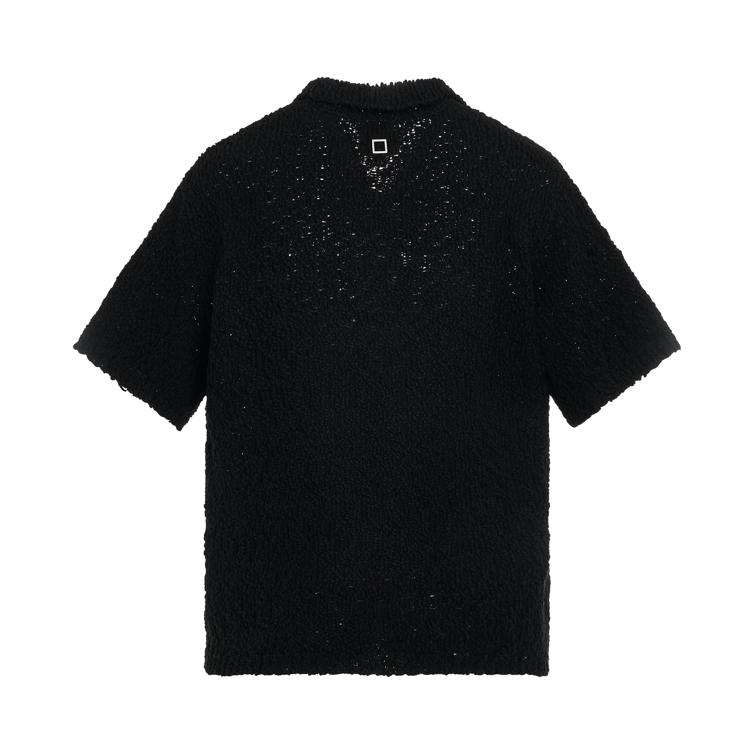 Knitted Cotton Short Sleeve Shirt in Black sold by MARAIS product image thumbnail 4