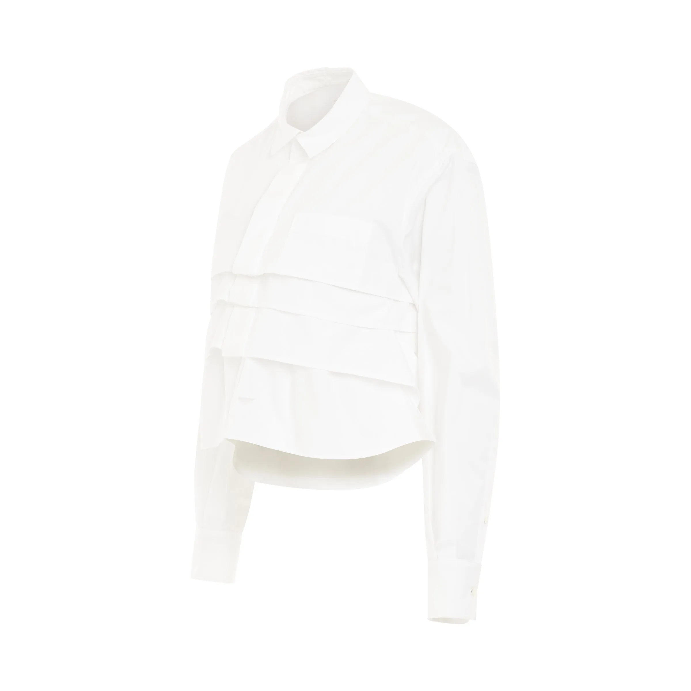 Cotton Cropped Poplin Shirt in Off White sold by MARAIS product image thumbnail 2