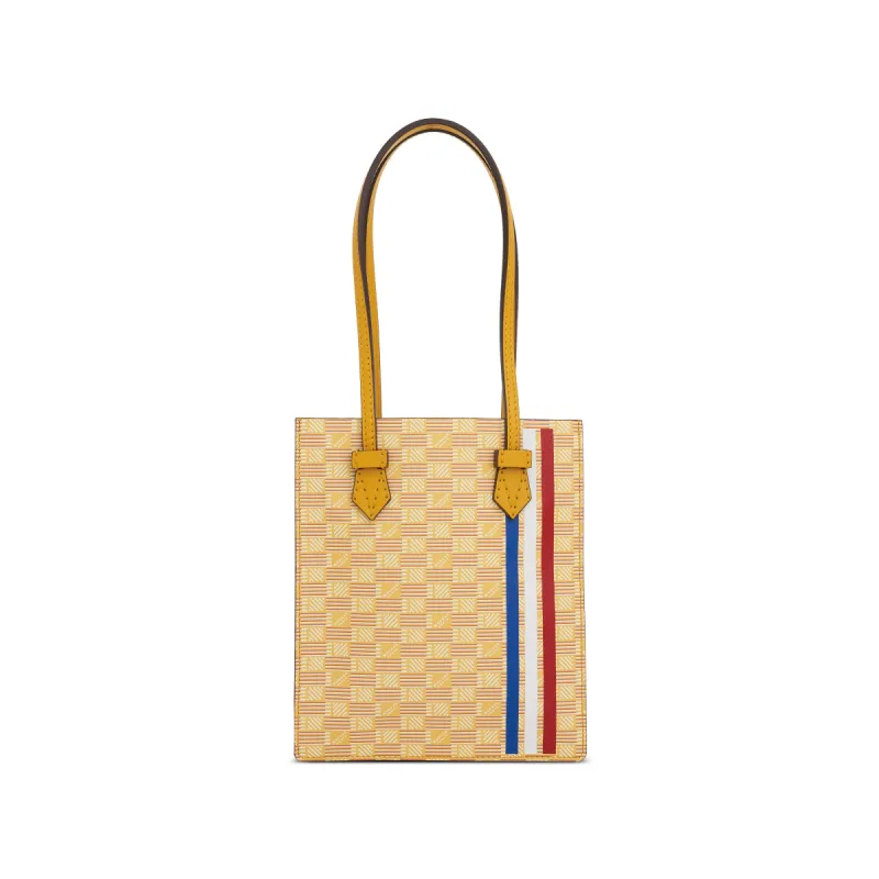 Cannes Vertical Tote MM with Stripes in Yellow sold by MARAIS