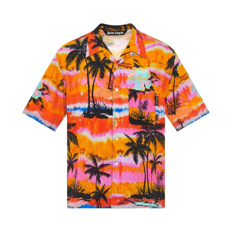 Psychedelic Palms Bowling Shirt in Fuchsia sold by MARAIS