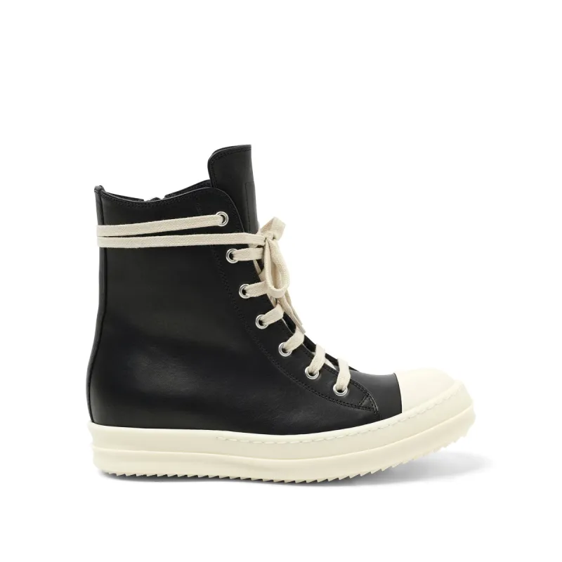 Washed Calf Sneaker in Black/Milk sold by MARAIS