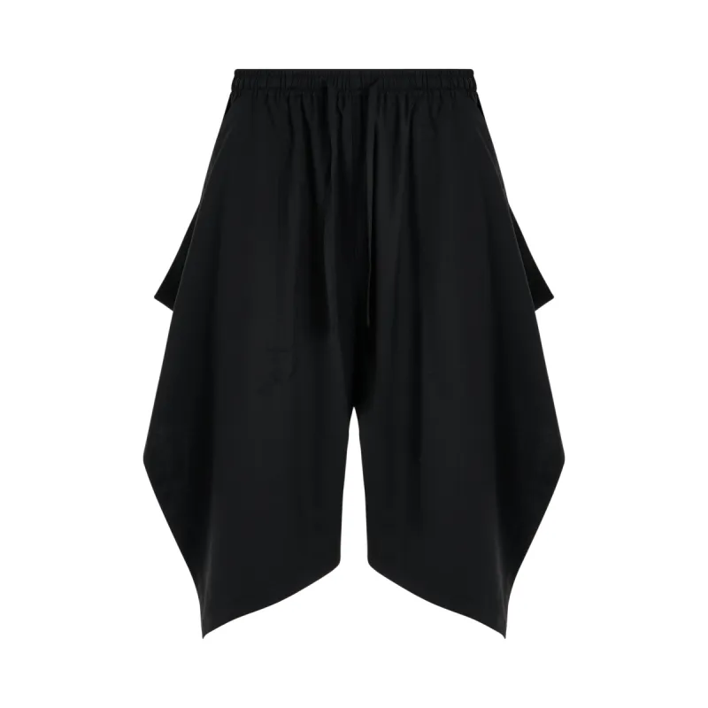 Layered Wool Shorts in Black sold by MARAIS
