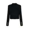 Collarless 4 Pockets Tweed Jacket in Black sold by MARAIS